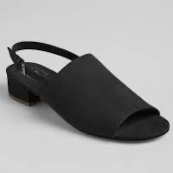 Genuine suede black Gap peep toe sling back mule sandals - Picture 6 of 7